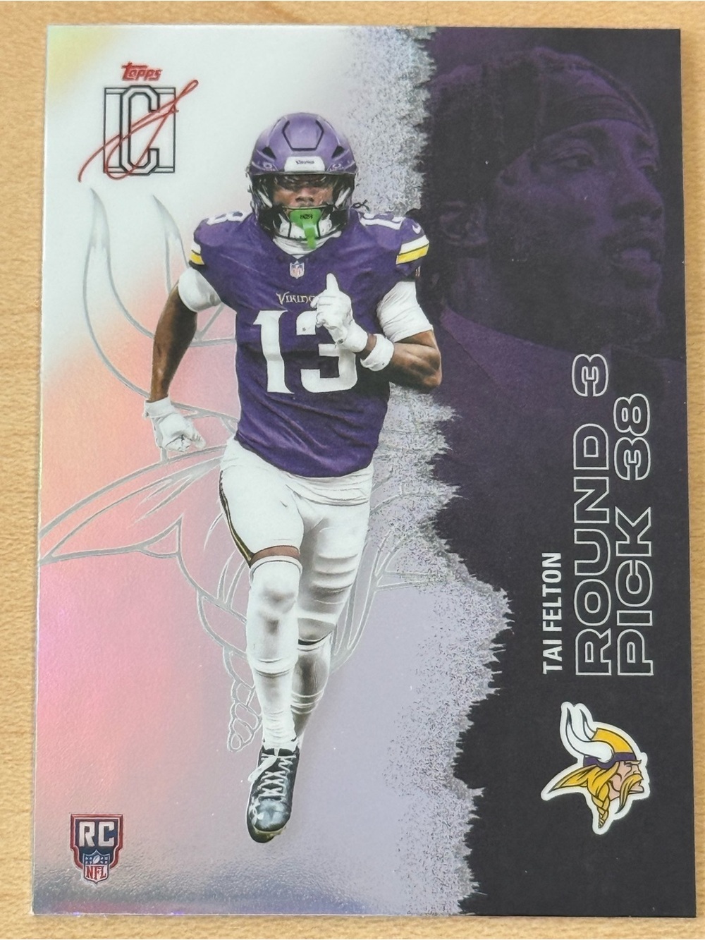 2025 Topps Signature Class #134 Tai Felton Chrome Refractor RC Vikings